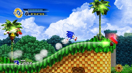 On découvre Splash Hill Zone, le premier niveau du jeu qui rappelle le fameux Green Hill zone du premier opus. Le titre devrait être disponible cet été.