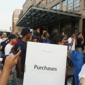 People await the sale of Apple iPhone 4