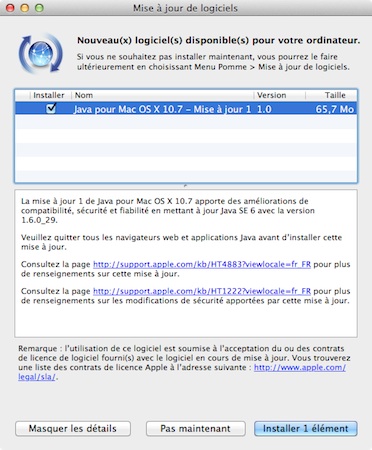 Mise à jour Java Mac