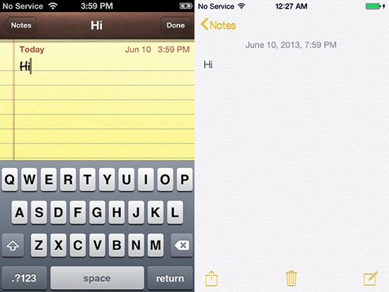 iOS 6 vs iOS 7 Notes